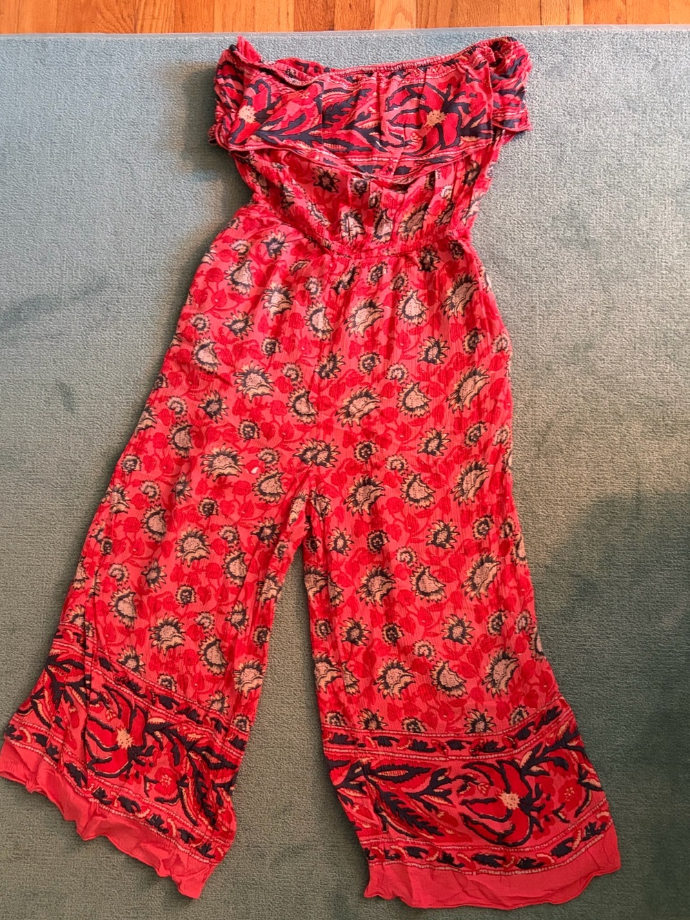 Free People Floral Red jumpsuit